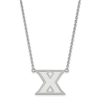 Sterlingsilber Rhodiniert Logoart Xavier University Buchstabe X Groß Anhänger 18 Zoll Halskette