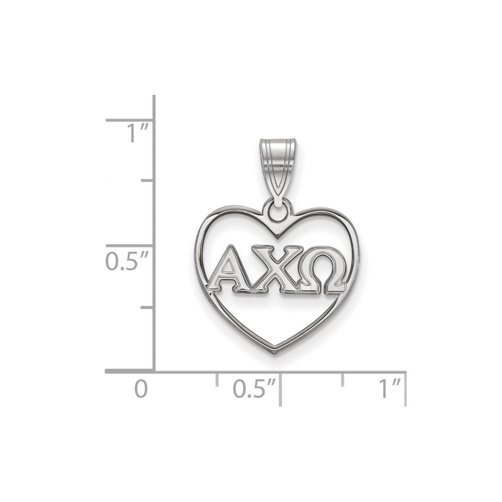 Sterlingsilber Rhodiniert Logoart Alpha Chi Omega Sorority Greek Buchstaben Herz Anhänger