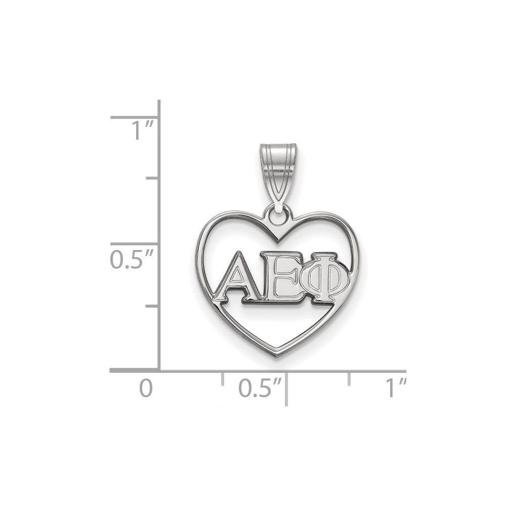 Sterlingsilber Rhodiniert Logoart Alpha Epsilon Phi Sorority Greek Buchstaben Herz Anhänger