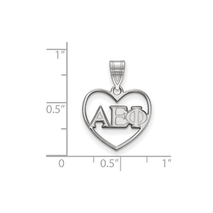 Sterlingsilber Rhodiniert Logoart Alpha Epsilon Phi Sorority Greek Buchstaben Herz Anhänger
