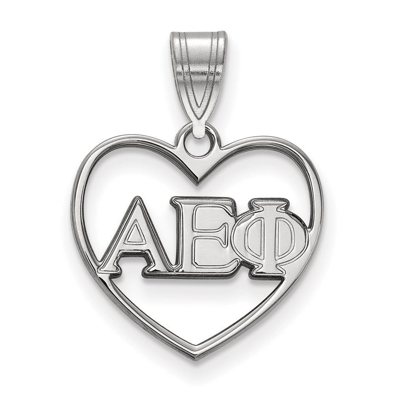Sterlingsilber Rhodiniert Logoart Alpha Epsilon Phi Sorority Greek Buchstaben Herz Anhänger