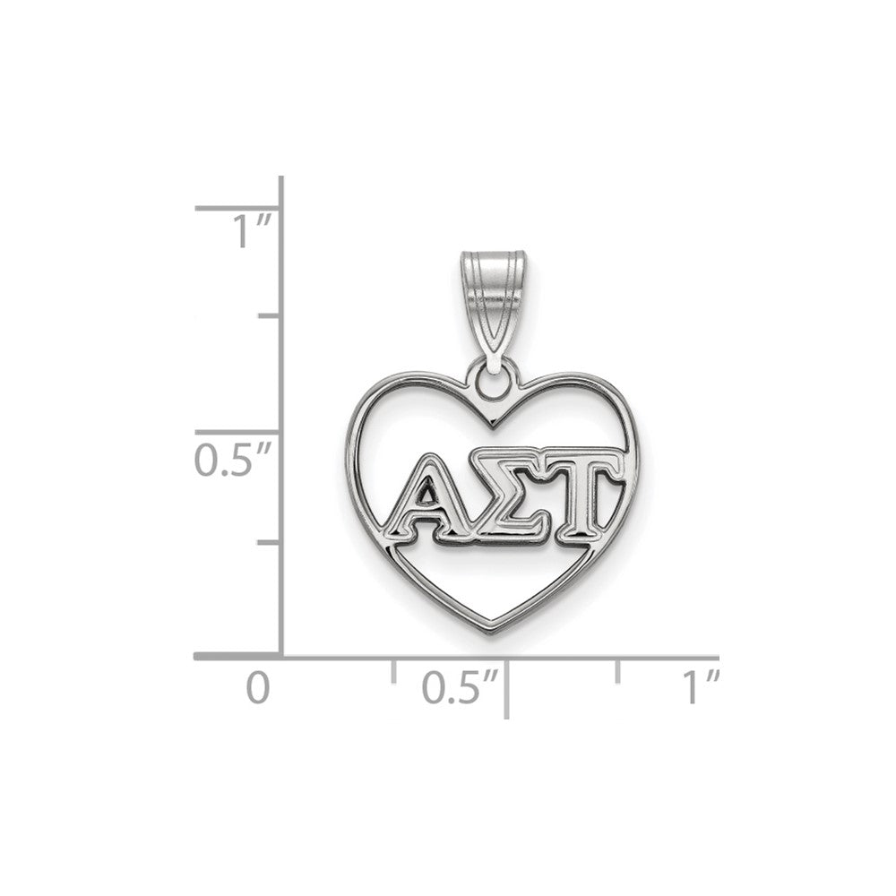 Sterlingsilber Rhodiniert Logoart Alpha Sigma Tau Sorority Greek Buchstaben Herz Anhänger