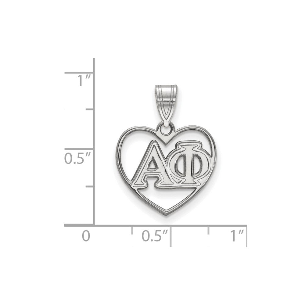 Sterlingsilber Rhodiniert Logoart Alpha Phi Sorority Greek Buchstaben Herz Anhänger