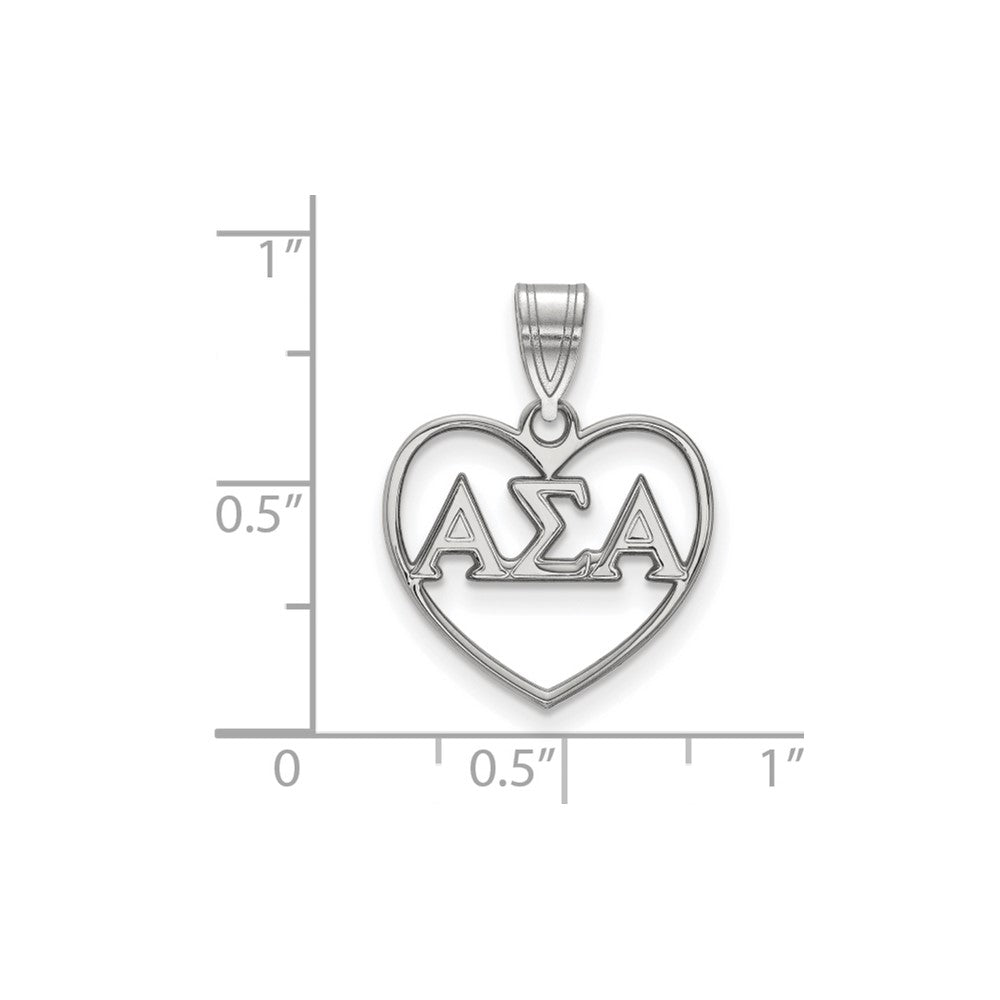 Sterlingsilber Rhodiniert Logoart Alpha Sigma Sorority Greek Buchstaben Herz Anhänger