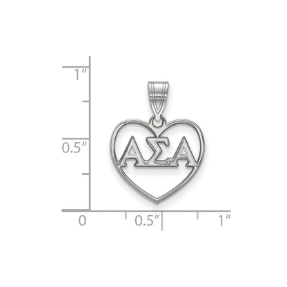 Sterlingsilber Rhodiniert Logoart Alpha Sigma Sorority Greek Buchstaben Herz Anhänger