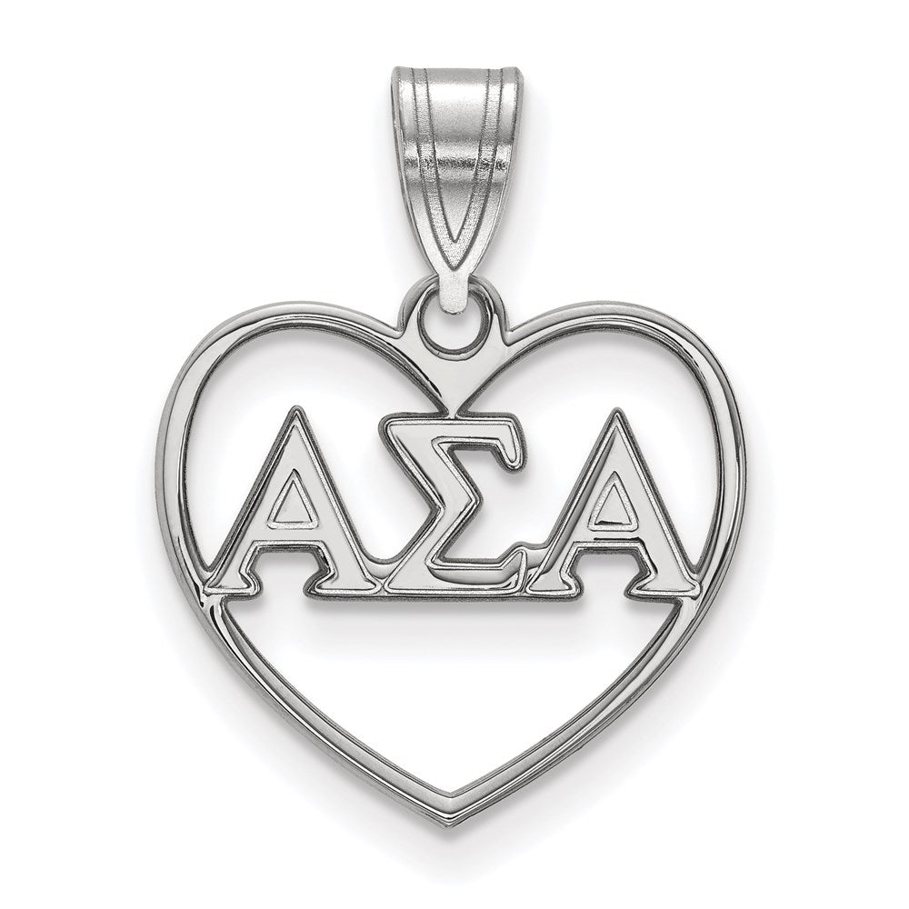 Sterlingsilber Rhodiniert Logoart Alpha Sigma Sorority Greek Buchstaben Herz Anhänger