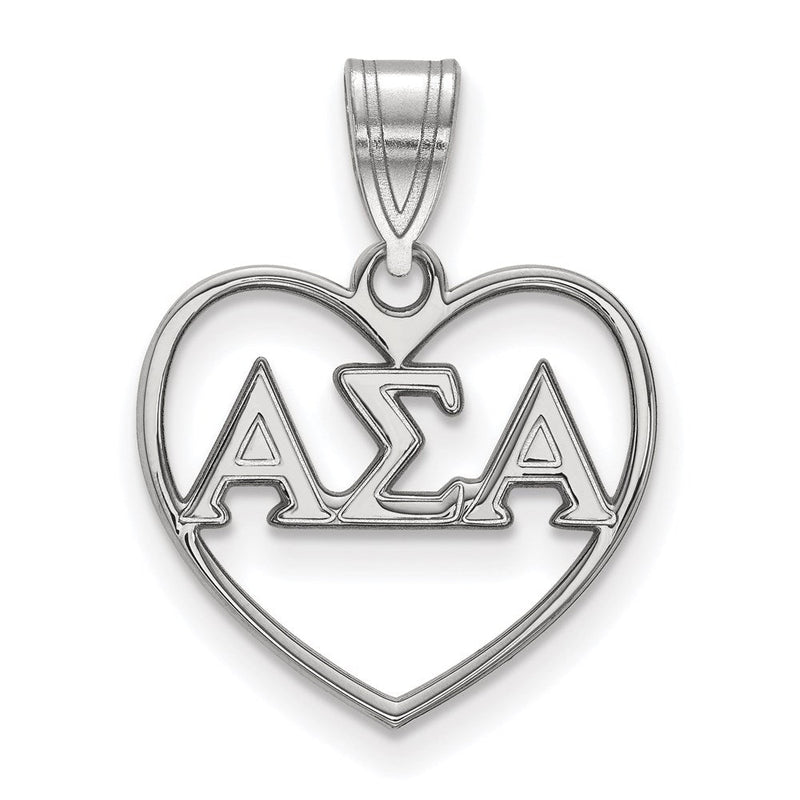 Sterlingsilber Rhodiniert Logoart Alpha Sigma Sorority Greek Buchstaben Herz Anhänger