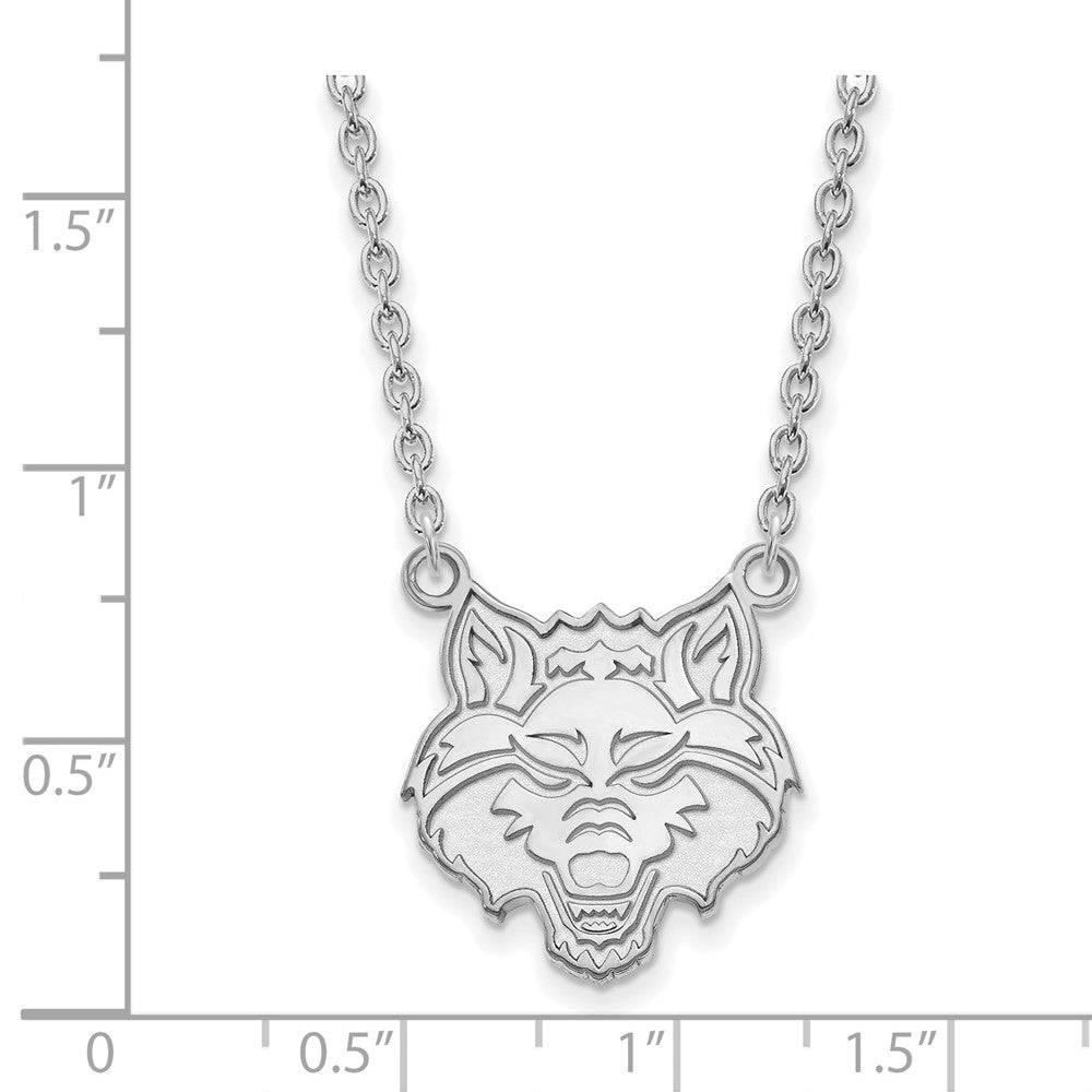 Sterlingsilber Rhodiniert Logoart Arkansas State University Wolf Groß Anhänger 18 Zoll Halskette