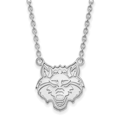 Sterlingsilber Rhodiniert Logoart Arkansas State University Wolf Groß Anhänger 18 Zoll Halskette