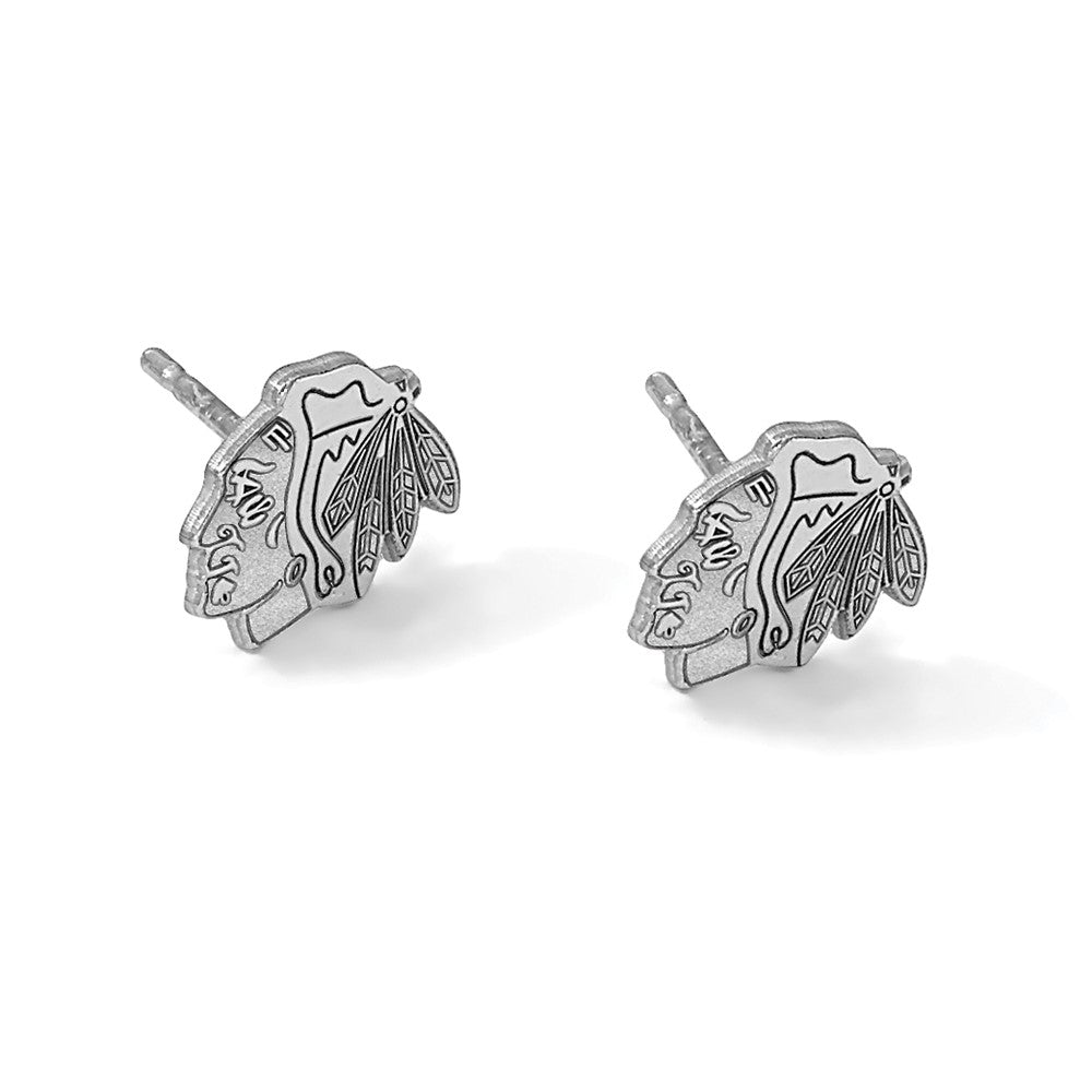Sterlingsilber Rhodiniert Nhl Logoart Chicago Blackhawks Extra Klein Ohrstecker