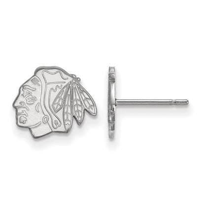 10K Weißgold Nhl Logoart Chicago Blackhawks Extra Klein Ohrstecker