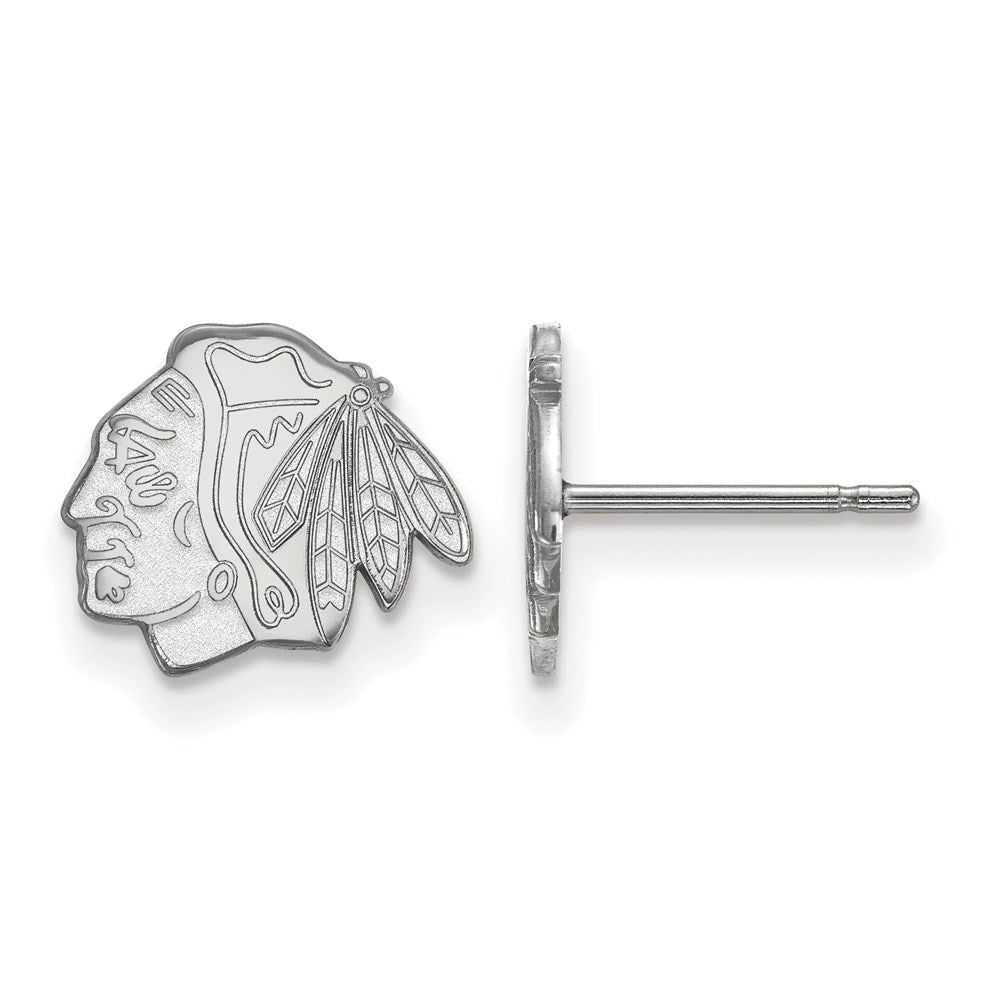14K Weißgold Nhl Logoart Chicago Blackhawks Extra Klein Ohrstecker