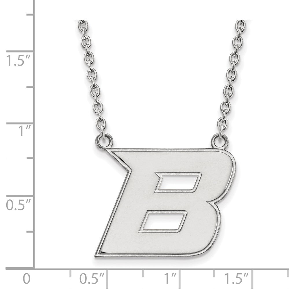 Sterlingsilber Rhodiniert Logoart Boise State University Buchstabe B Groß Anhänger 18 Zoll Halskette
