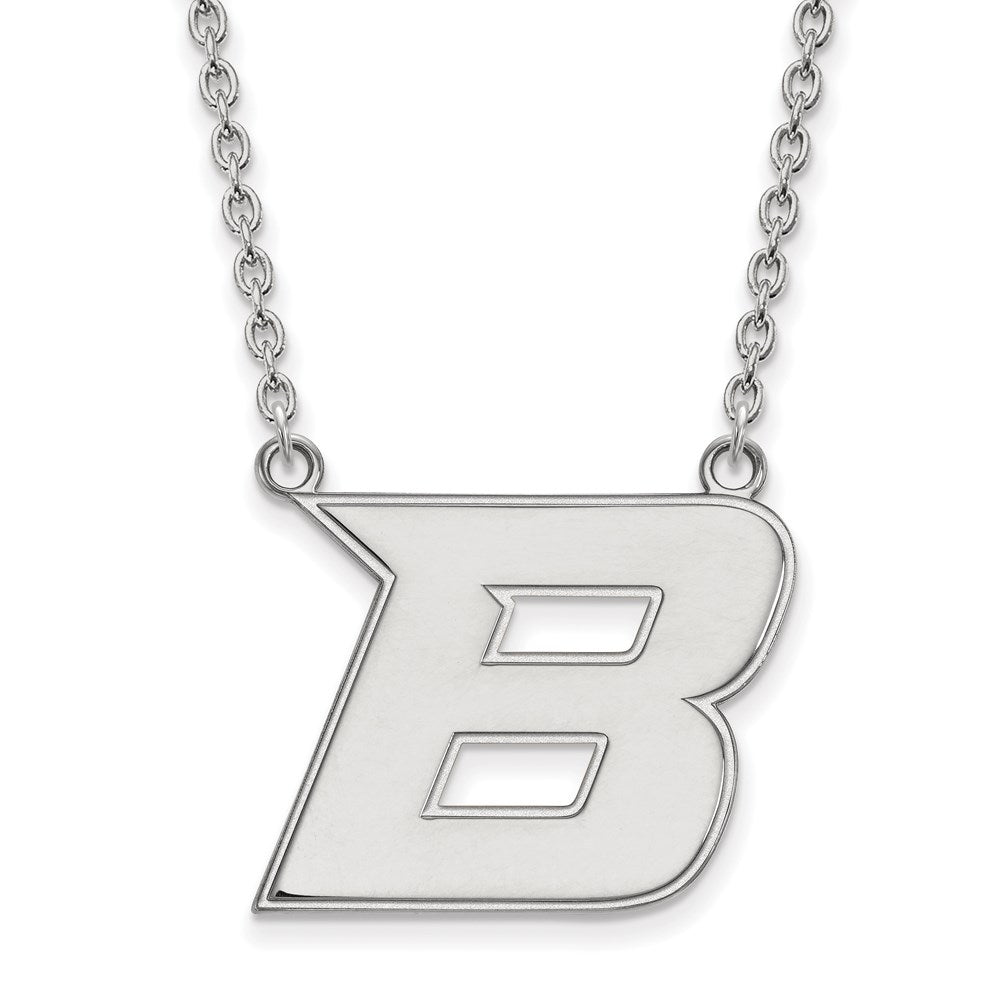 10K Weißgold Logoart Boise State University Buchstabe B Groß Anhänger 18 Zoll Halskette