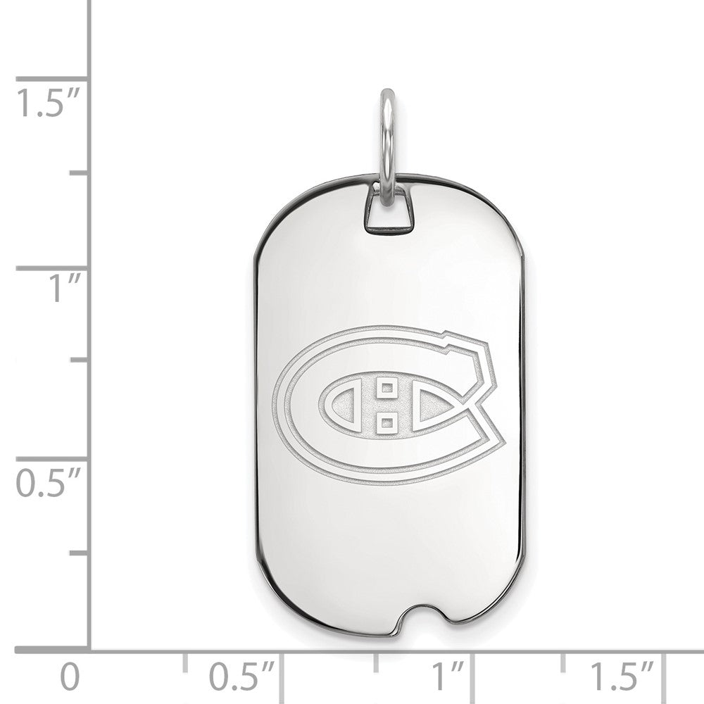 Sterlingsilber Rhodiniert Nhl Logoart Montreal Canadiens Klein Erkennungsmarke Anhänger