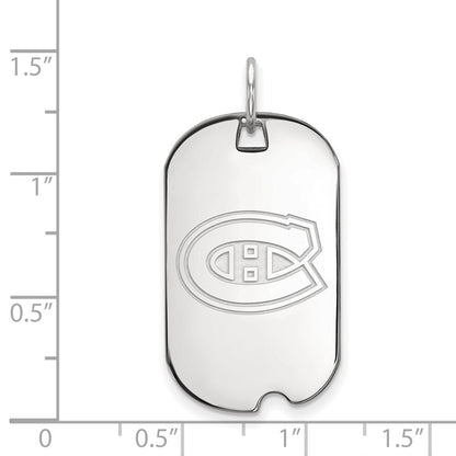 Sterlingsilber Rhodiniert Nhl Logoart Montreal Canadiens Klein Erkennungsmarke Anhänger