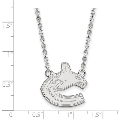 Sterlingsilber Rhodiniert Nhl Logoart Vancouver Canucks Groß Anhänger 18 Zoll Halskette