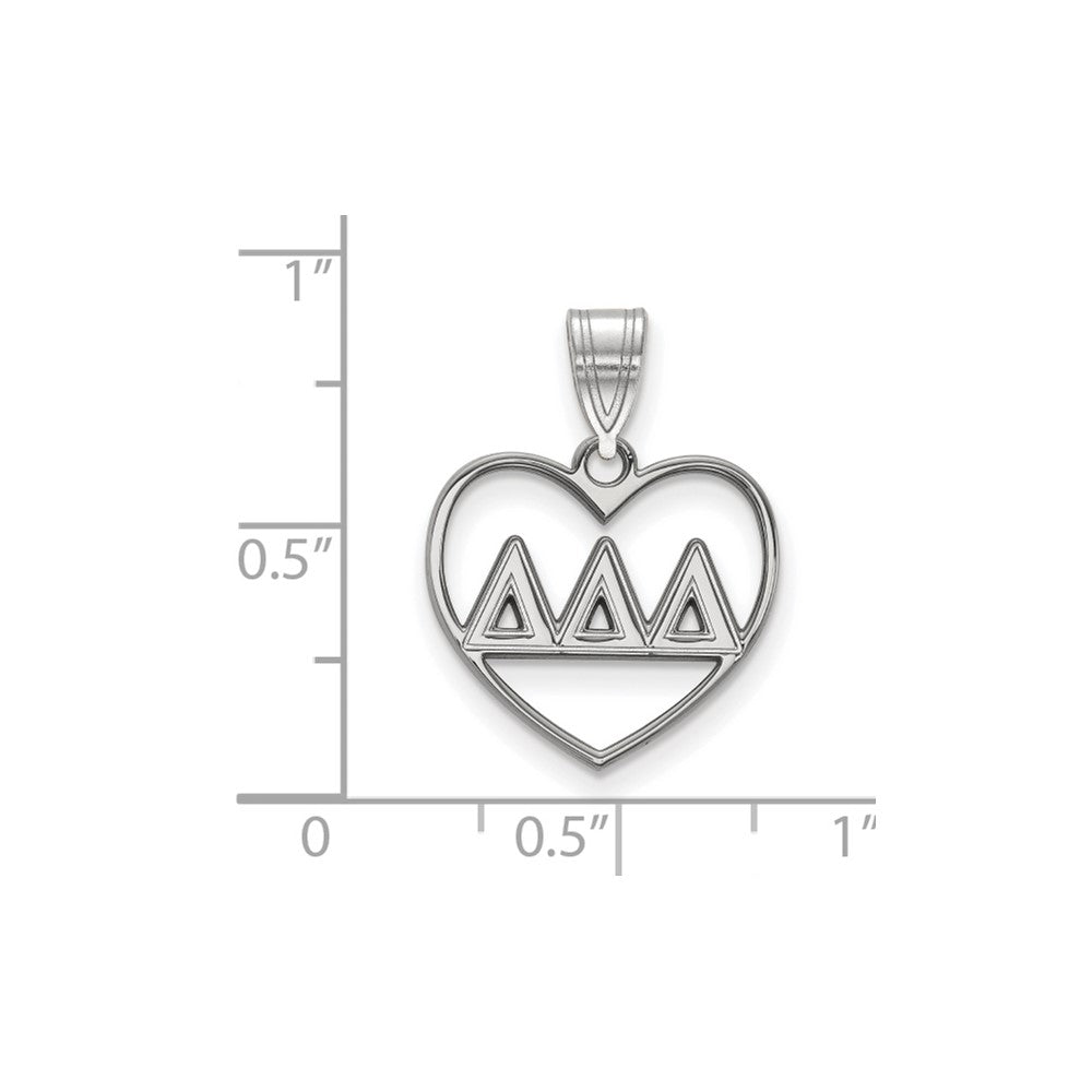Sterlingsilber Rhodiniert Logoart Delta Sorority Greek Buchstaben Herz Anhänger
