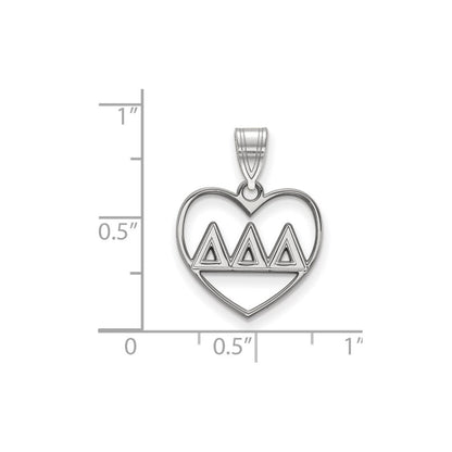 Sterlingsilber Rhodiniert Logoart Delta Sorority Greek Buchstaben Herz Anhänger