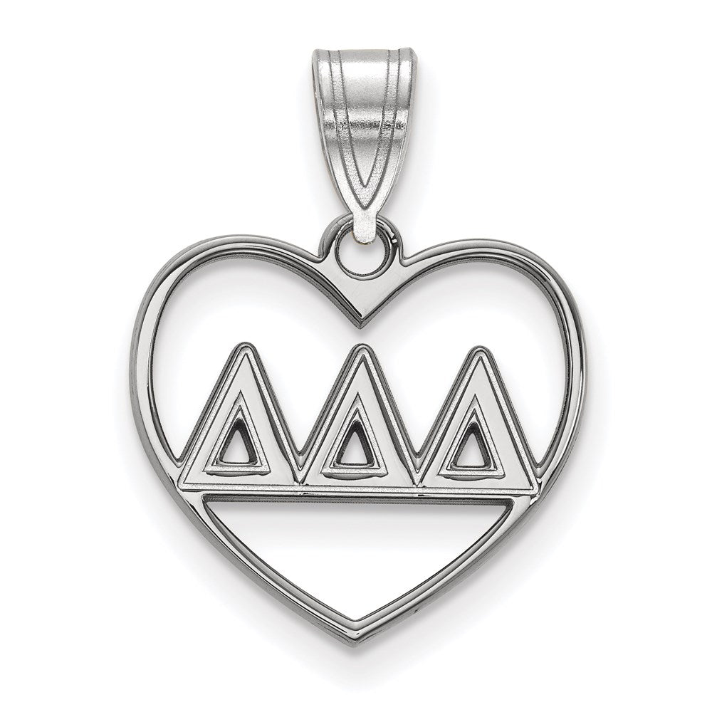 Sterlingsilber Rhodiniert Logoart Delta Sorority Greek Buchstaben Herz Anhänger
