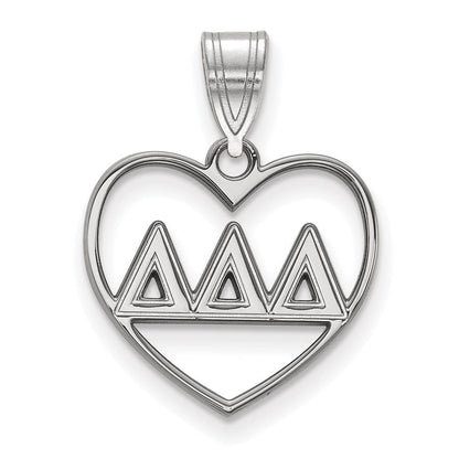 Sterlingsilber Rhodiniert Logoart Delta Sorority Greek Buchstaben Herz Anhänger