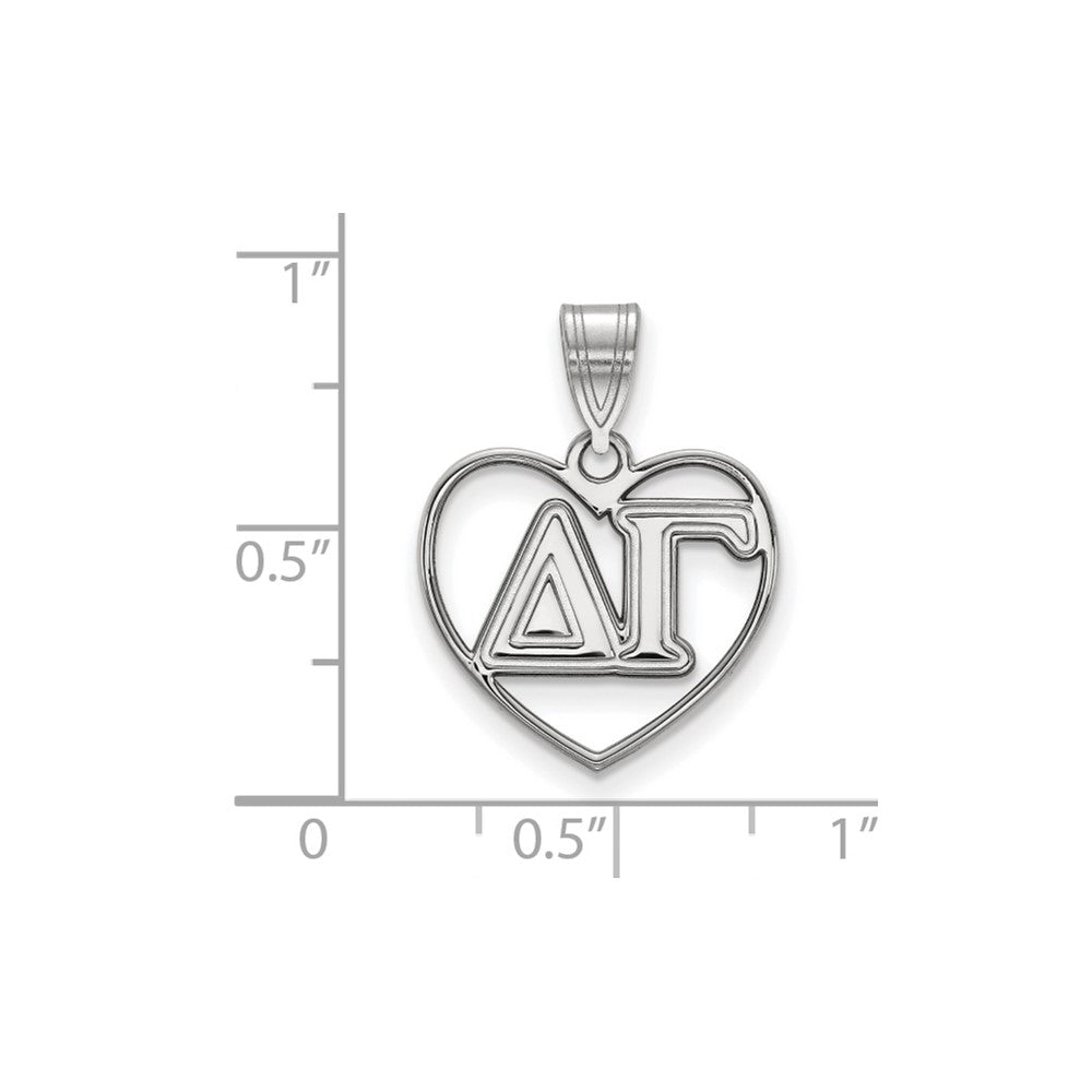 Sterlingsilber Rhodiniert Logoart Delta Gamma Sorority Greek Buchstaben Herz Anhänger