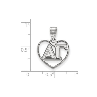 Sterlingsilber Rhodiniert Logoart Delta Gamma Sorority Greek Buchstaben Herz Anhänger