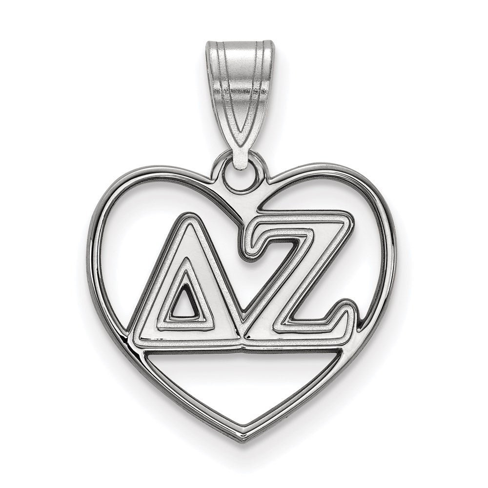 Sterlingsilber Rhodiniert Logoart Delta Zeta Sorority Greek Buchstaben Herz Anhänger
