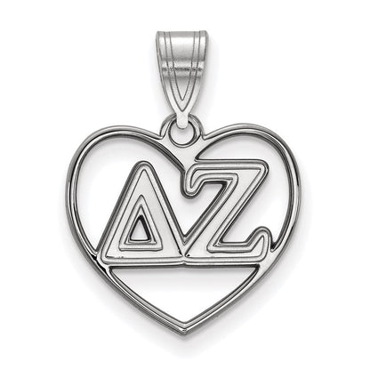 Sterlingsilber Rhodiniert Logoart Delta Zeta Sorority Greek Buchstaben Herz Anhänger