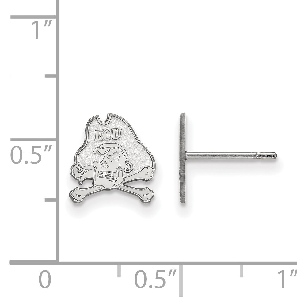 14K Weißgold Logoart Ost Carolina University Pirat Extra Klein Ohrstecker