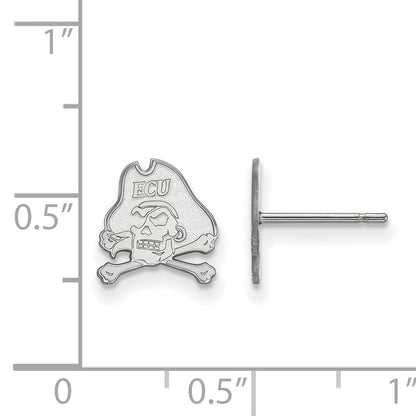 14K Weißgold Logoart Ost Carolina University Pirat Extra Klein Ohrstecker