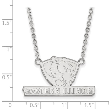 Sterlingsilber Rhodiniert Logoart Eastern Illinois University Groß Anhänger 18 Zoll Halskette