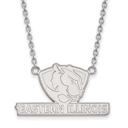 Sterlingsilber Rhodiniert Logoart Eastern Illinois University Groß Anhänger 18 Zoll Halskette