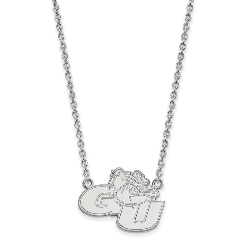 Sterlingsilber Rhodiniert Logoart Gonzaga University G U Bulldog Groß Anhänger 18 Zoll Halskette