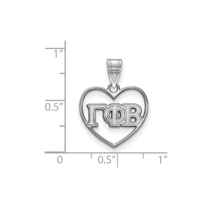 Sterlingsilber Rhodiniert Logoart Gamma Phi Beta Sorority Greek Buchstaben Herz Anhänger