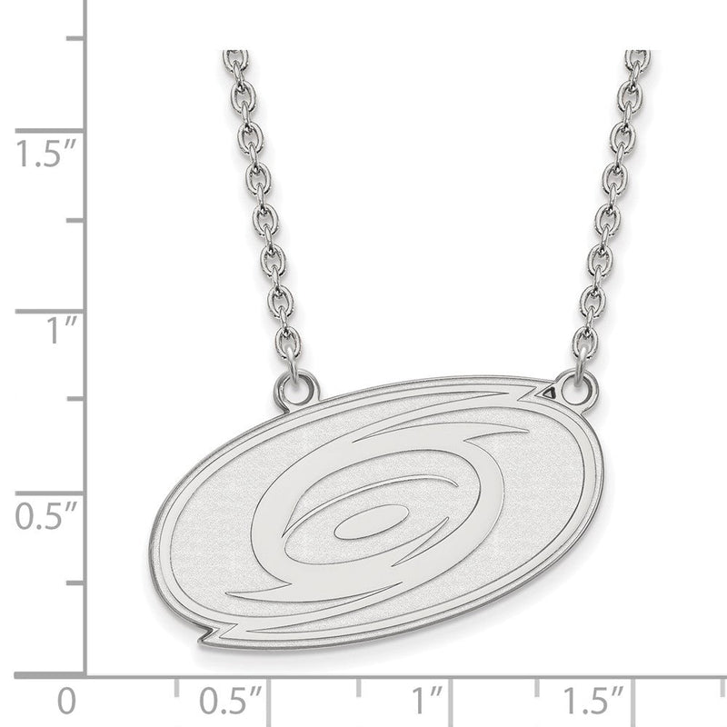10K Weißgold Nhl Logoart Carolina Hurricanes Groß Anhänger 18 Zoll Halskette