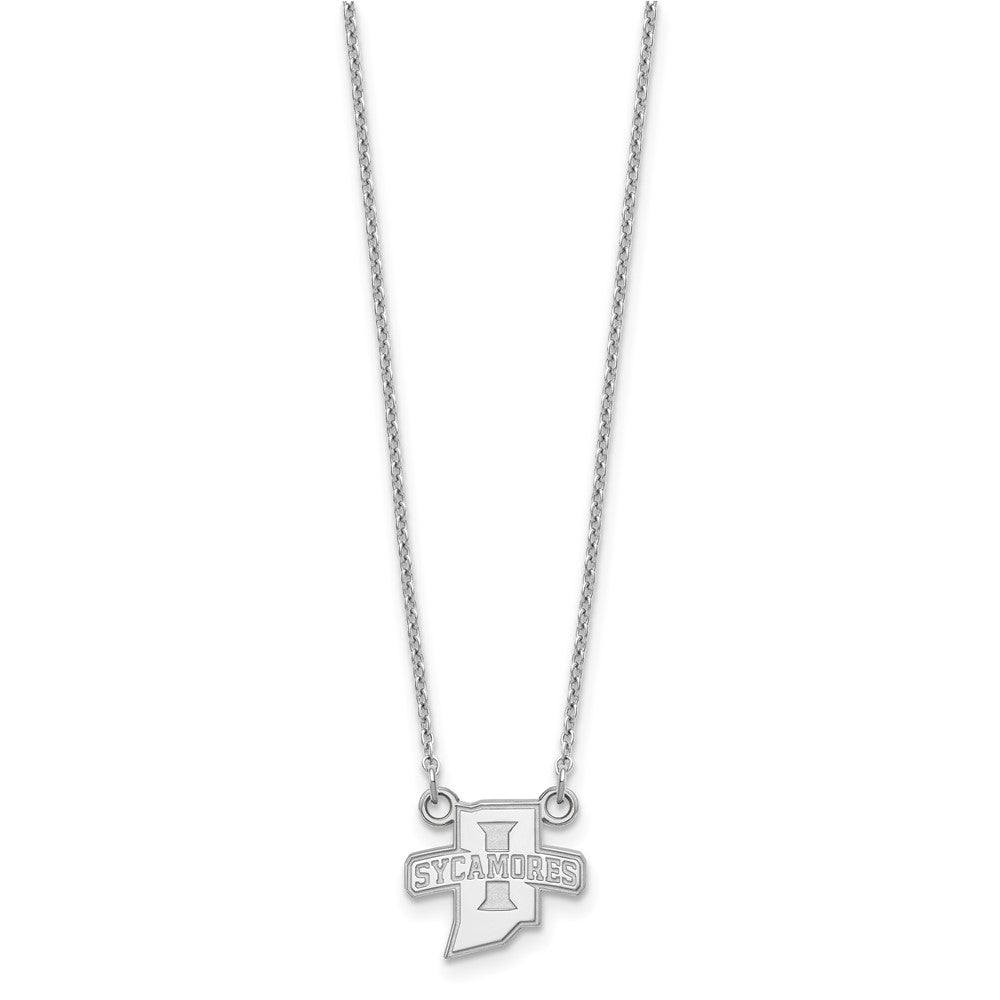 10K Weißgold Logoart Indiana State University Sycamores Klein Anhänger 18 Zoll Halskette