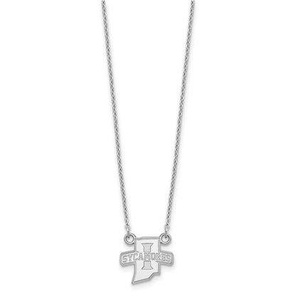10K Weißgold Logoart Indiana State University Sycamores Klein Anhänger 18 Zoll Halskette