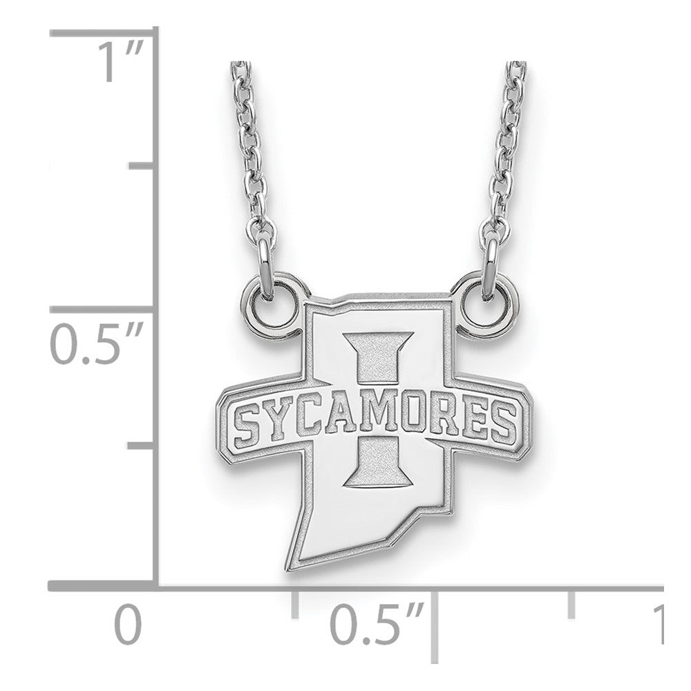 10K Weißgold Logoart Indiana State University Sycamores Klein Anhänger 18 Zoll Halskette