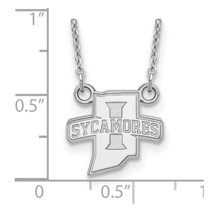 10K Weißgold Logoart Indiana State University Sycamores Klein Anhänger 18 Zoll Halskette