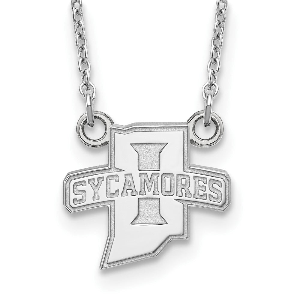 10K Weißgold Logoart Indiana State University Sycamores Klein Anhänger 18 Zoll Halskette