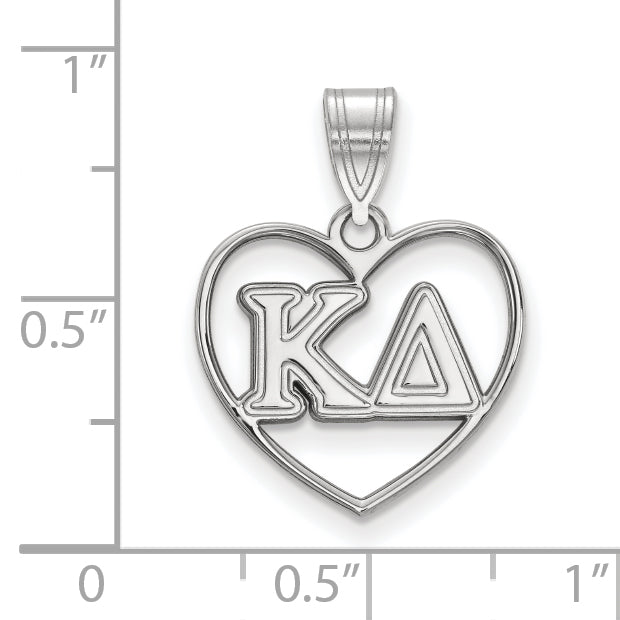Sterlingsilber Rhodiniert Logoart Kappa Delta Sorority Greek Buchstaben Herz Anhänger