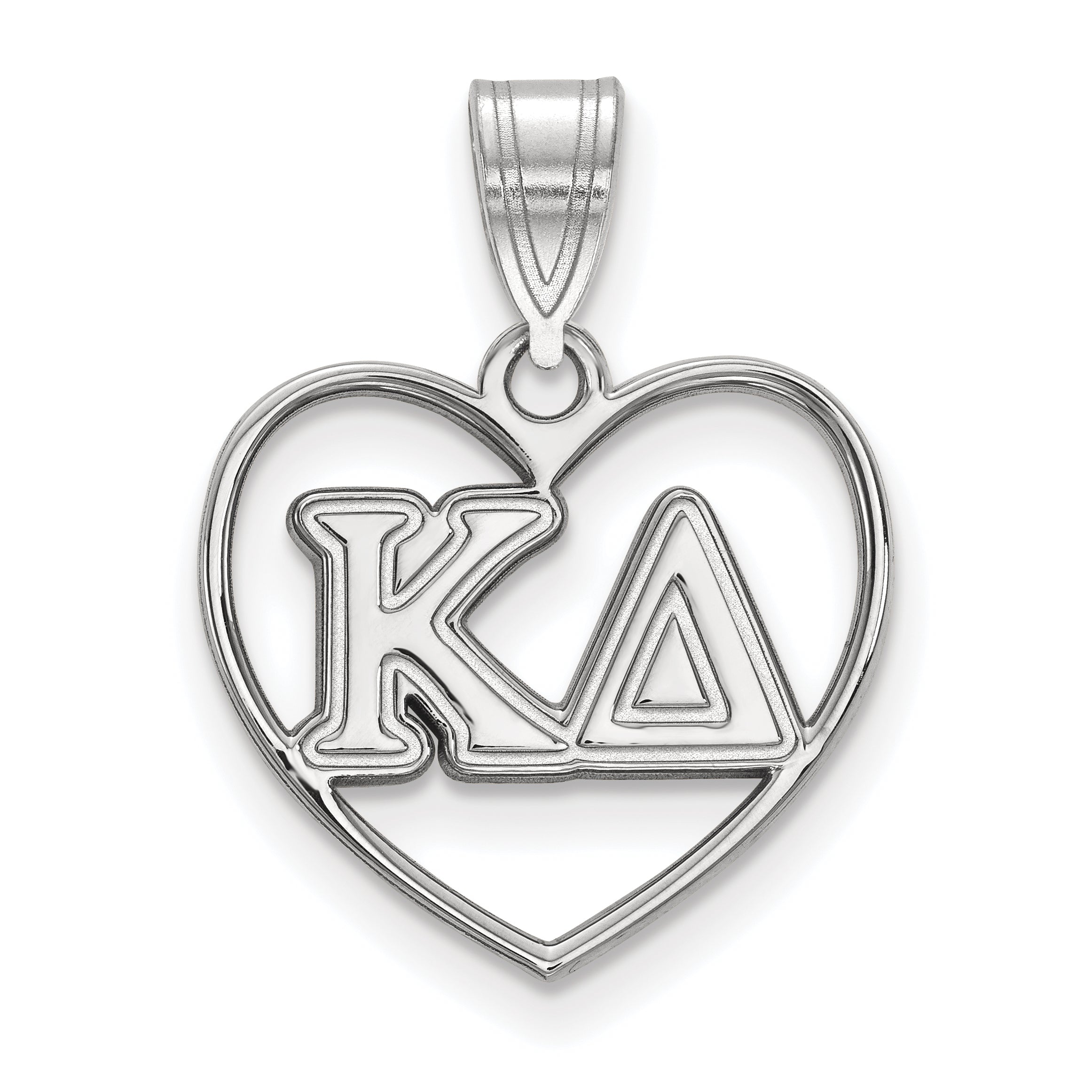 Sterlingsilber Rhodiniert Logoart Kappa Delta Sorority Greek Buchstaben Herz Anhänger
