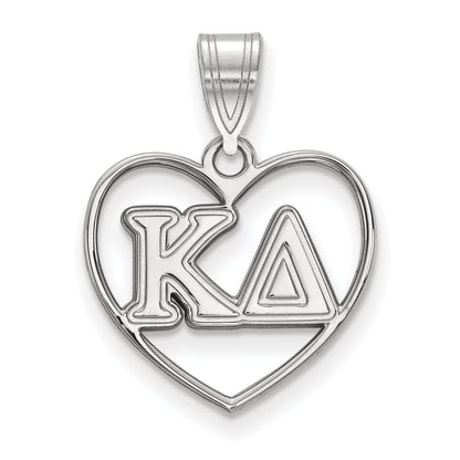Sterlingsilber Rhodiniert Logoart Kappa Delta Sorority Greek Buchstaben Herz Anhänger