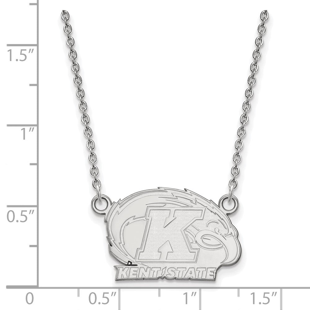 Sterlingsilber Rhodiniert Logoart Kent State University Klein Anhänger 18 Zoll Halskette