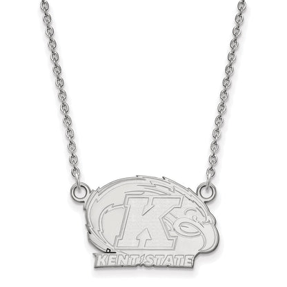 Sterlingsilber Rhodiniert Logoart Kent State University Klein Anhänger 18 Zoll Halskette
