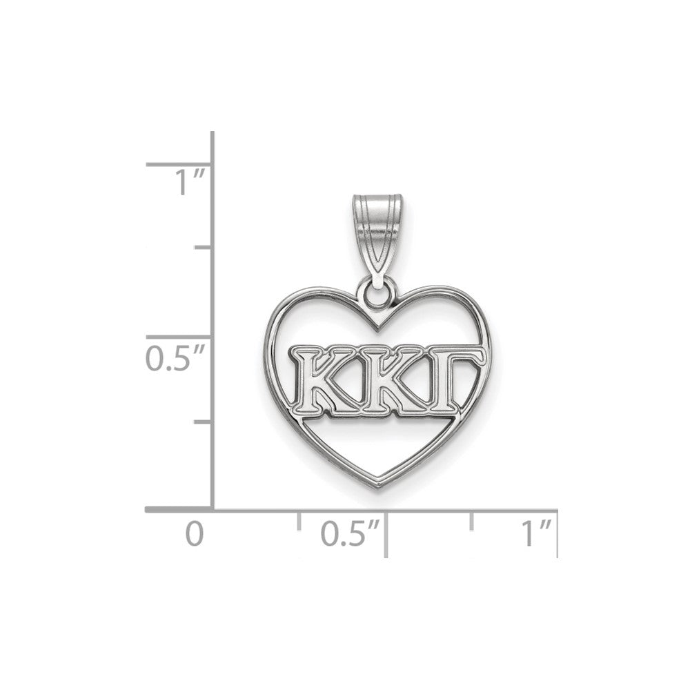 Sterlingsilber Rhodiniert Logoart Kappa Gamma Sorority Greek Buchstaben Herz Anhänger