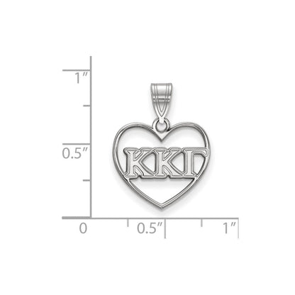 Sterlingsilber Rhodiniert Logoart Kappa Gamma Sorority Greek Buchstaben Herz Anhänger