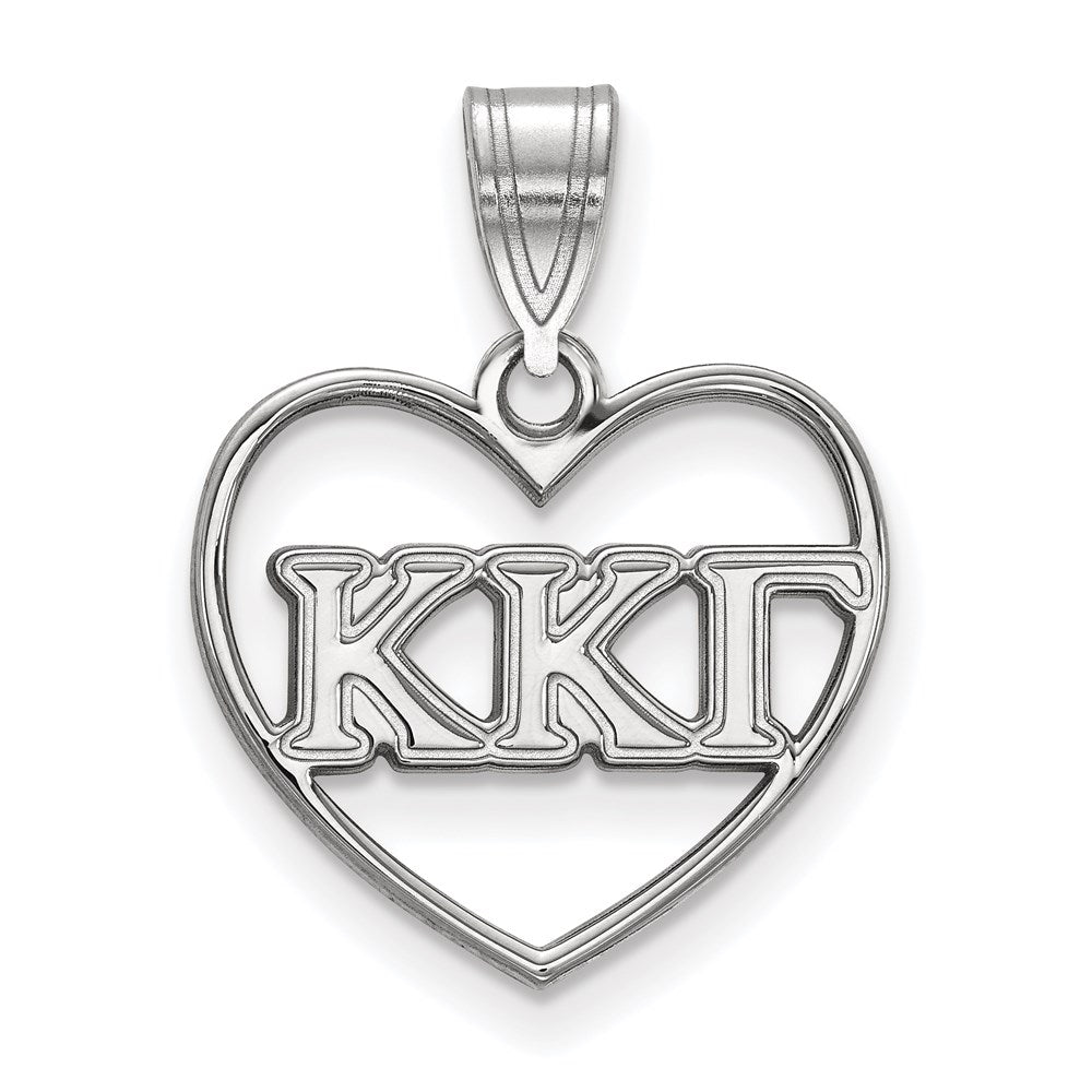 Sterlingsilber Rhodiniert Logoart Kappa Gamma Sorority Greek Buchstaben Herz Anhänger