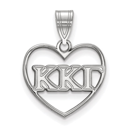 Sterlingsilber Rhodiniert Logoart Kappa Gamma Sorority Greek Buchstaben Herz Anhänger
